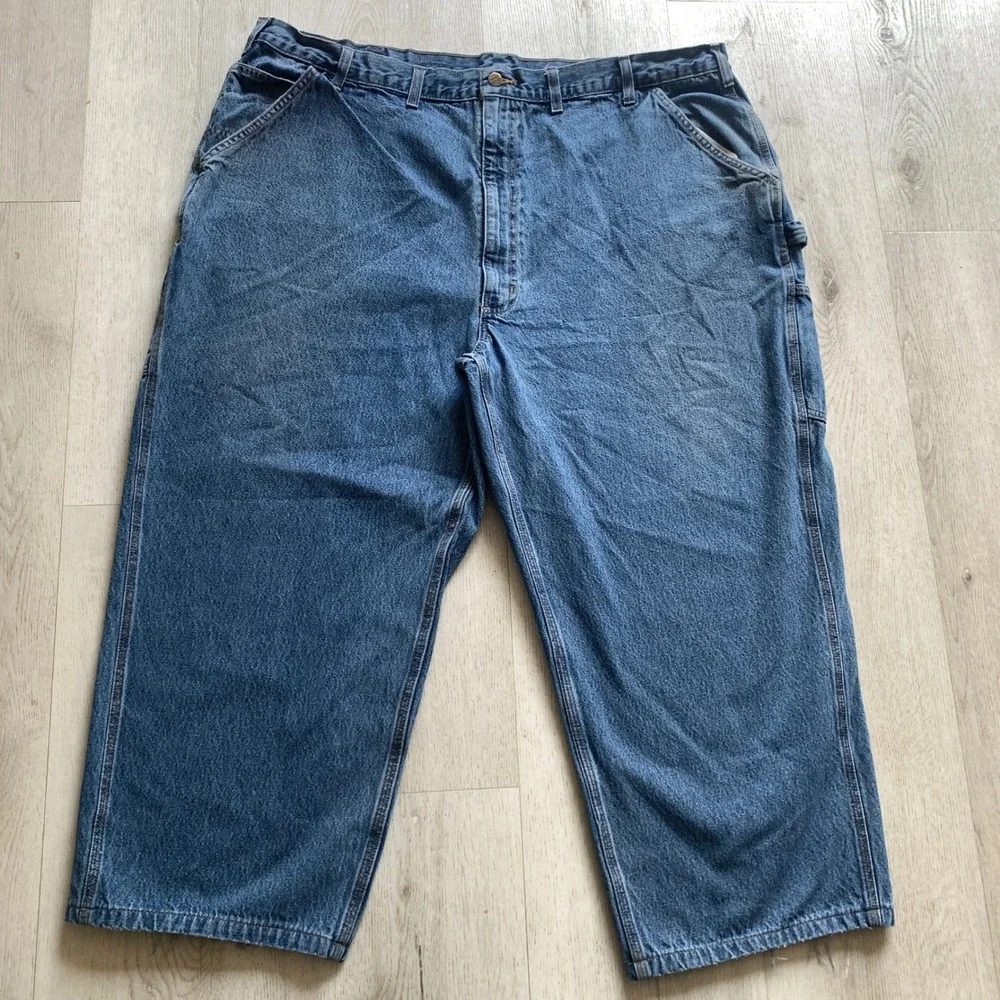 Carhartt Men's 48x30 Dark Blue Washed‎ Denim Carpenter Jeans